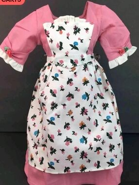 American Girl Felicity Spring Outfit~Gown~Pinner Apron~Pleasant Company tag 2002